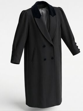 Vintage Les Modes Ellabee Black Women's Double Breasted Pea Coat Ptp 20